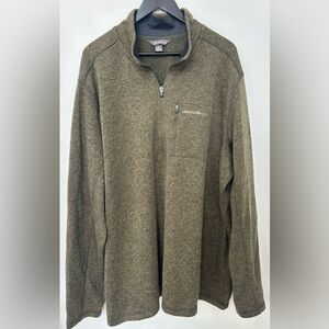Eddie Bauer 1/4 Zip Fleece Pullover T3XL Olive Green Sweater Mens Outdoor